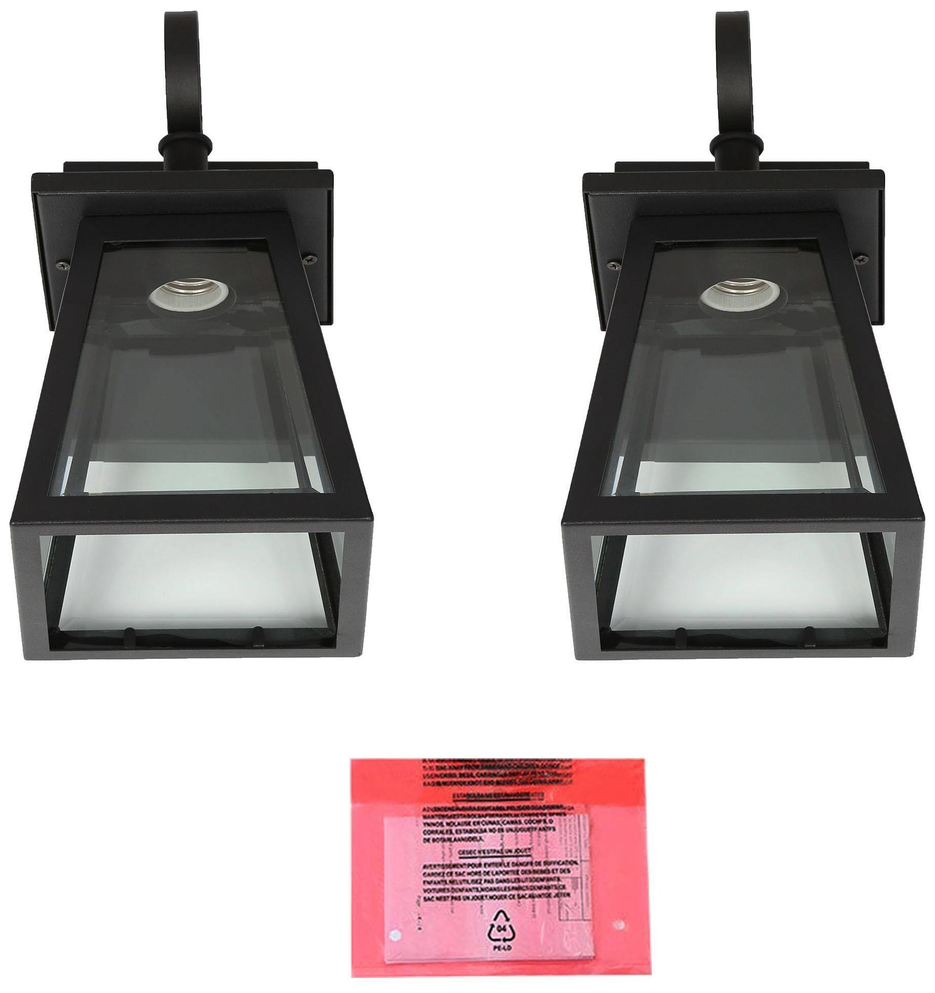 Image 3 9.8" High Textured Black Geometric Metal Outdoor Lantern Wall Light more views