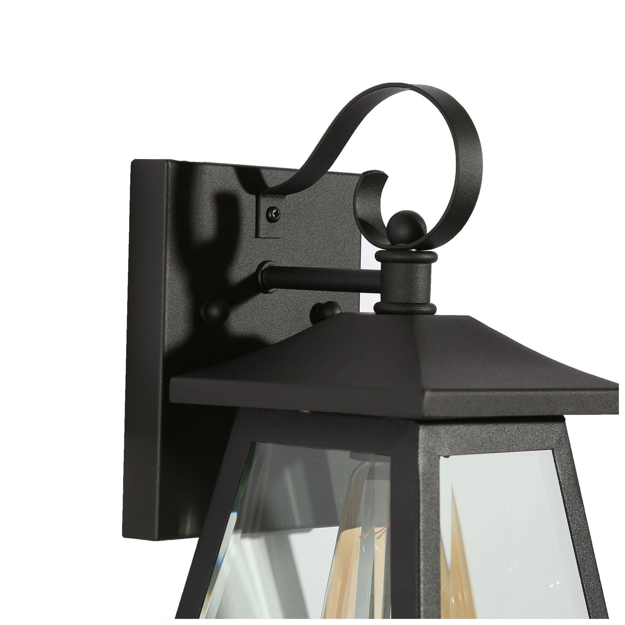 Image 5 9.8" High Textured Black Geometric Metal Outdoor Lantern Wall Light more views