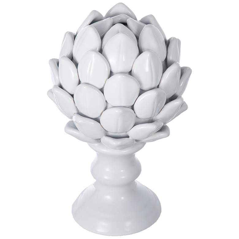 Image 1 9.8" High White Ceramic Artichoke Sculpture
