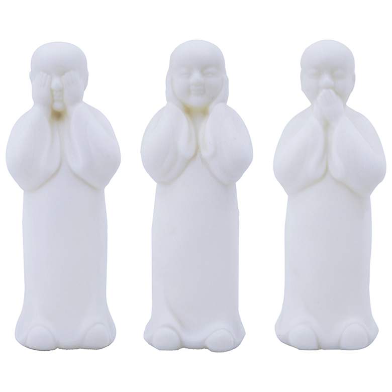 Image 1 9.8 inch White Standing Monks - Set of 3