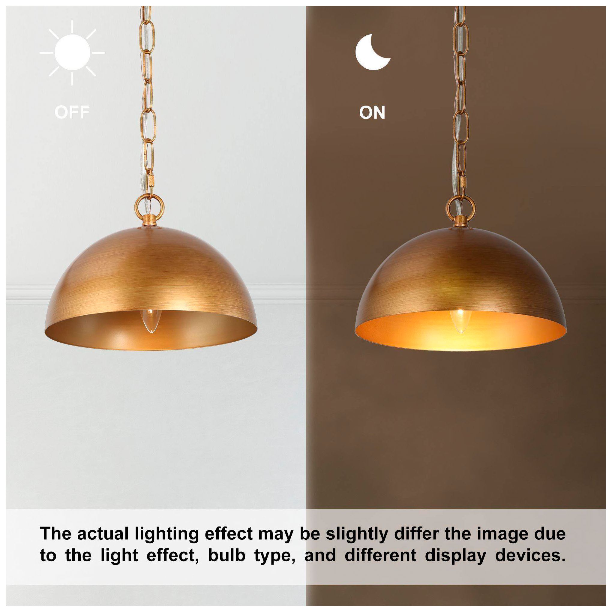 Image 4 9.8"W 1-Light Dome Brass Metal Kitchen Pendant more views