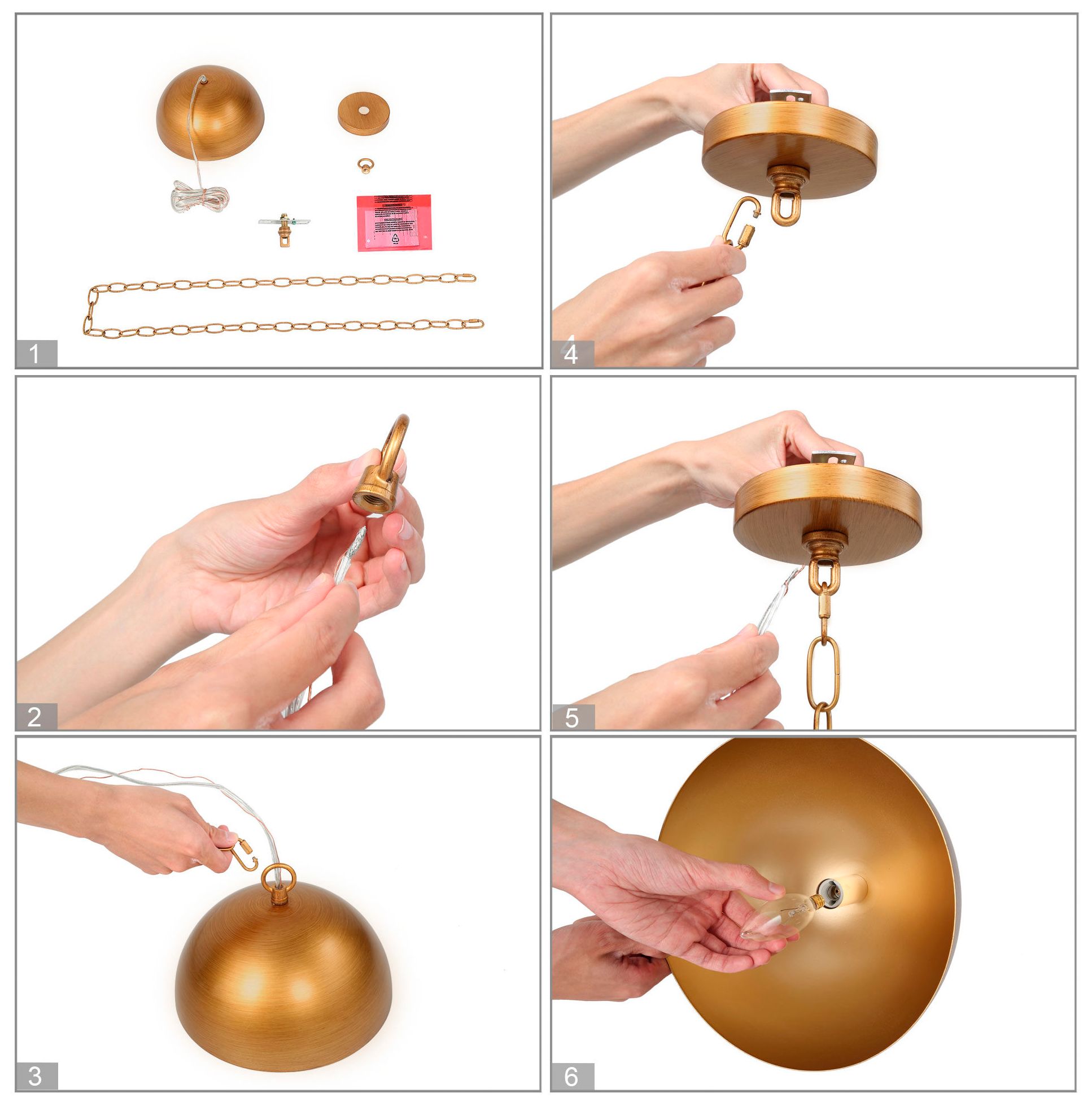 Image 6 9.8"W 1-Light Dome Brass Metal Kitchen Pendant more views