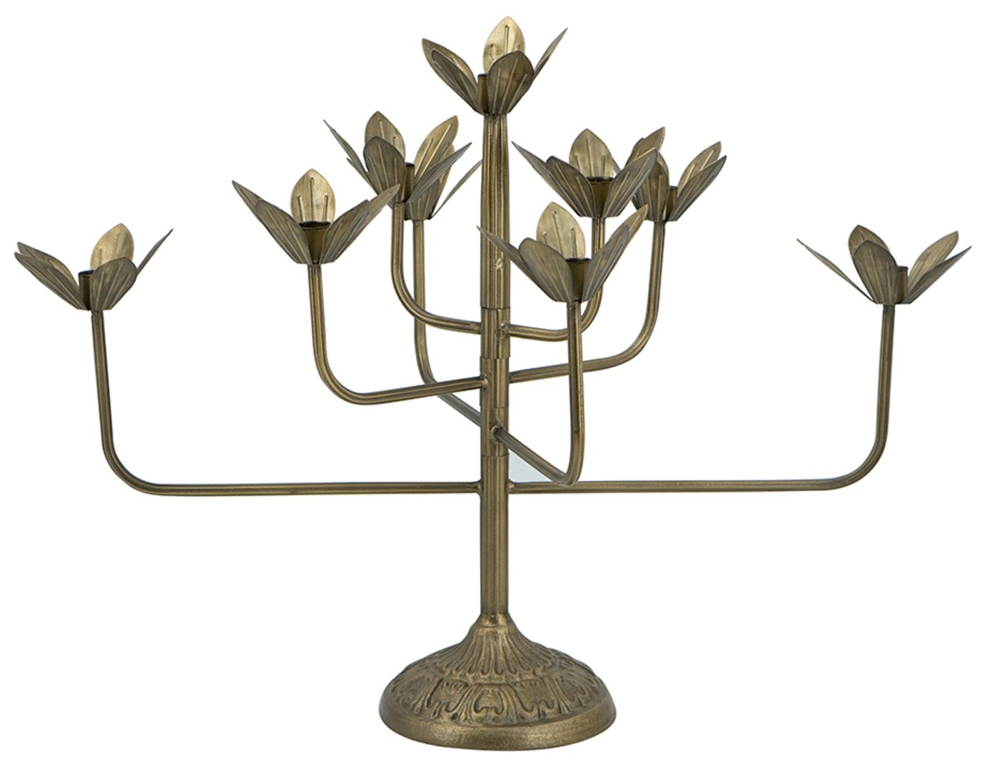 Image 3 9-Arm Decorative Antique Gold Iron Candelabra with Floral Design more views