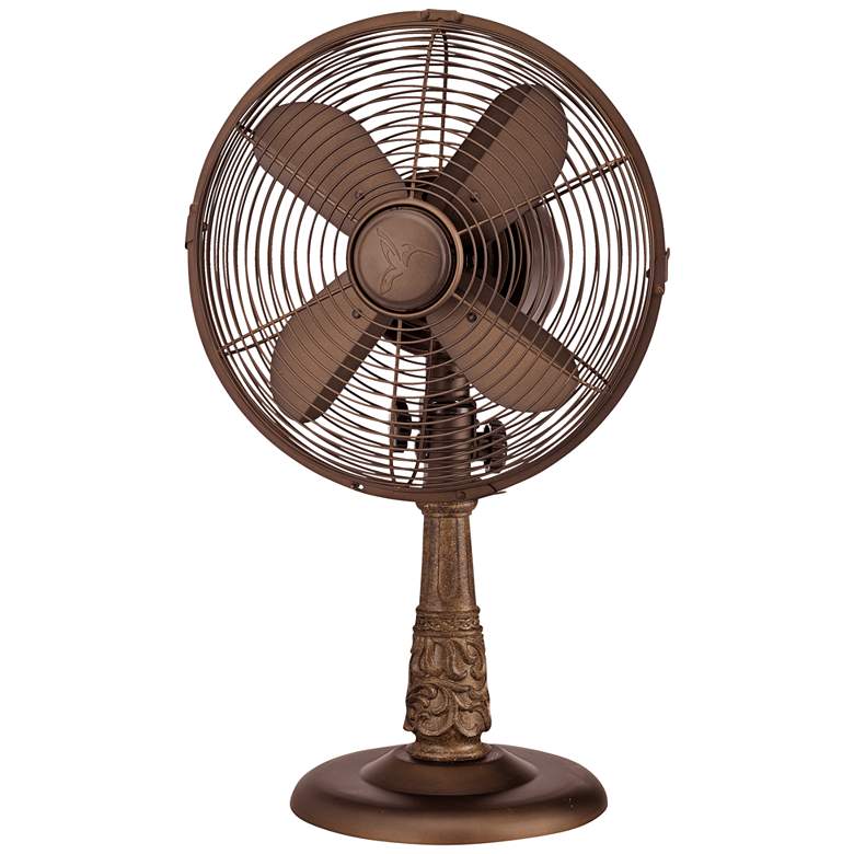 Image 1 9" Sherwood Brown Rustic Tabletop Fan