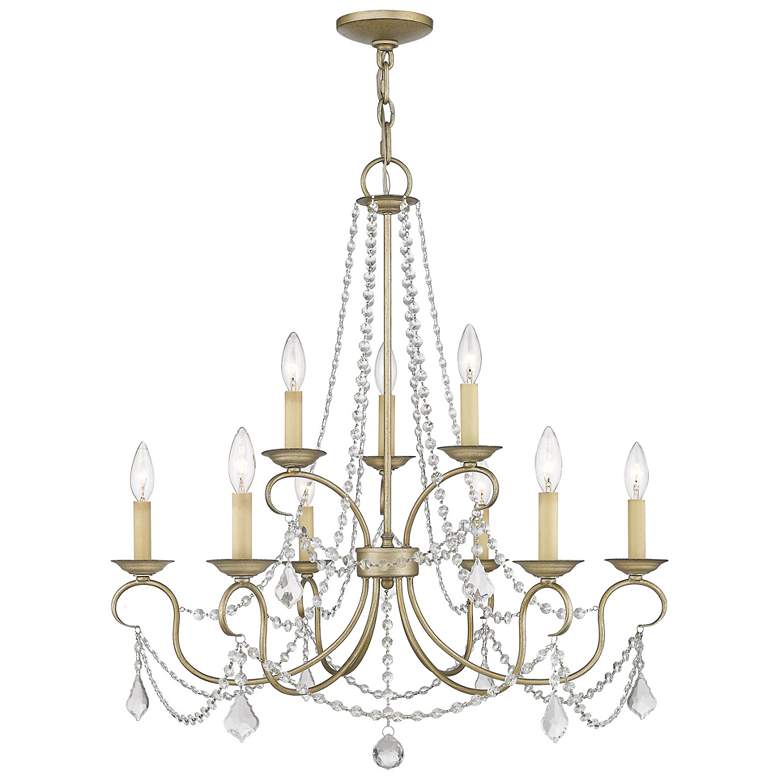 Image 1 9 Light Hand Painted Antique Silver Leaf Chandelier