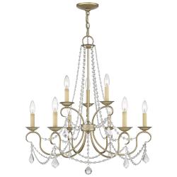 9 Light Hand Painted Antique Silver Leaf Chandelier