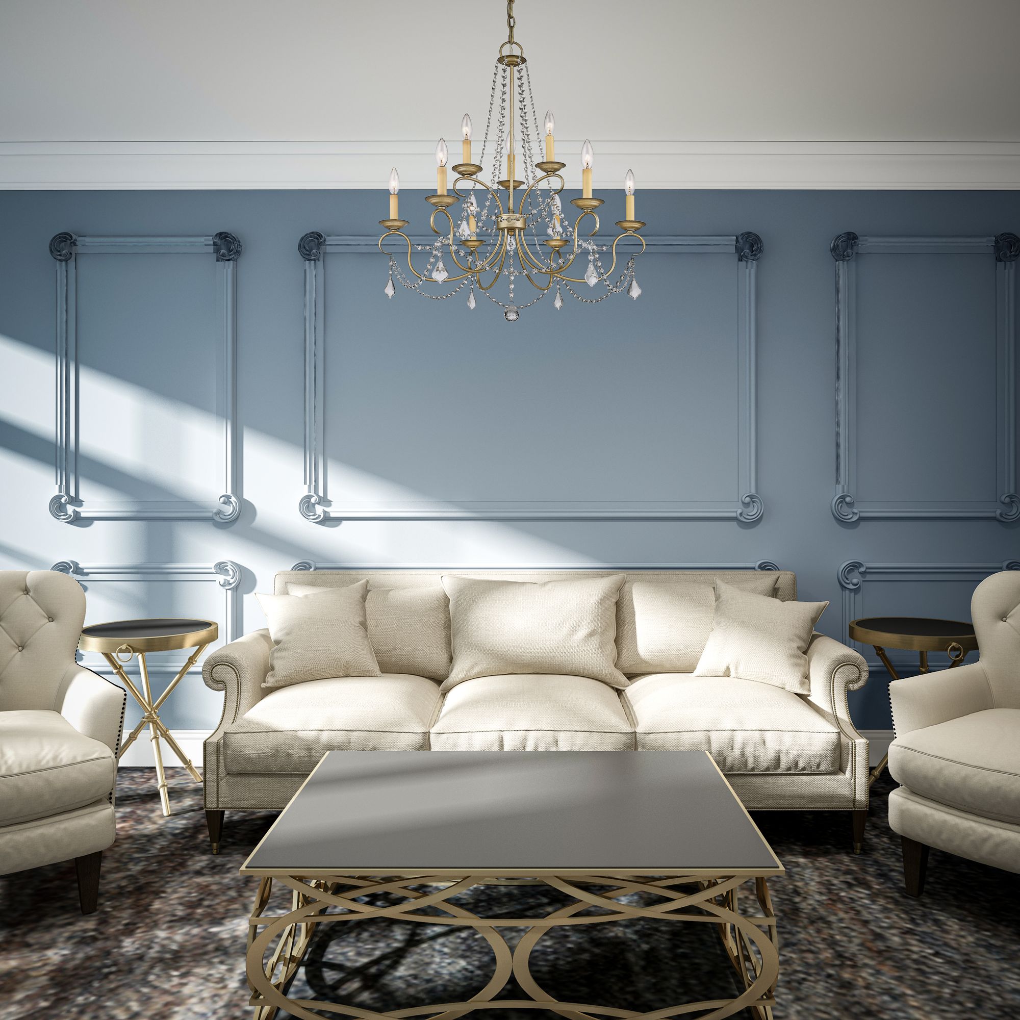 Image 7 9 Light Hand Painted Antique Silver Leaf Chandelier more views