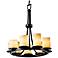 9-Light Ring Black & Creme Faux Candle Chandelier