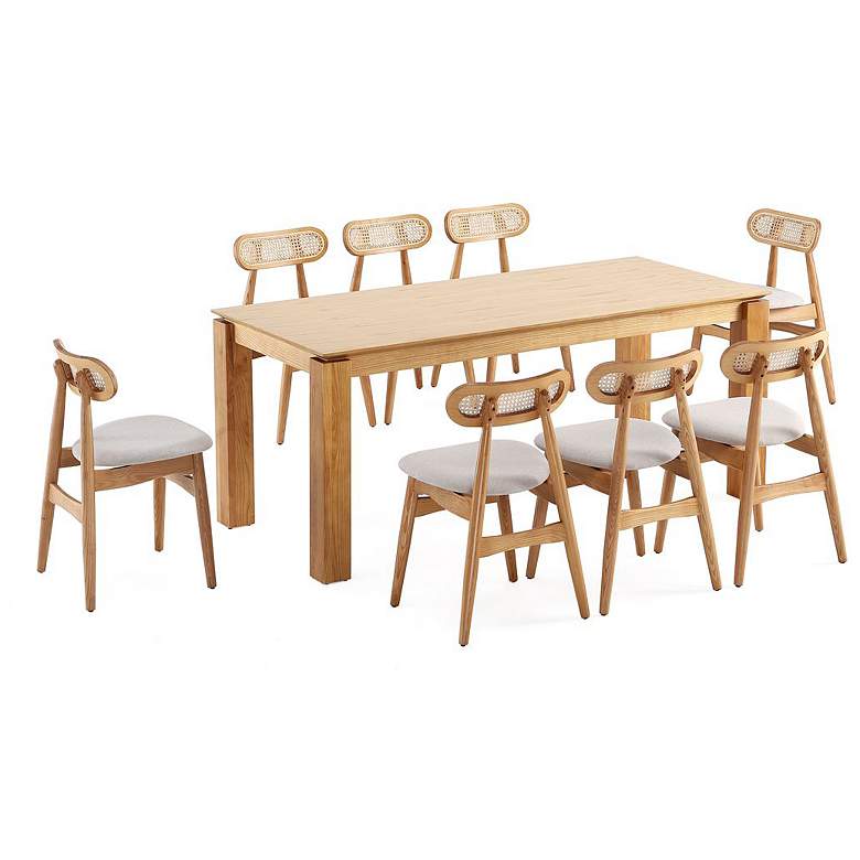 Image 1 9-Piece Rockaway 70.86 Dining Set in Nature with 8 Colbert Dining Chairs