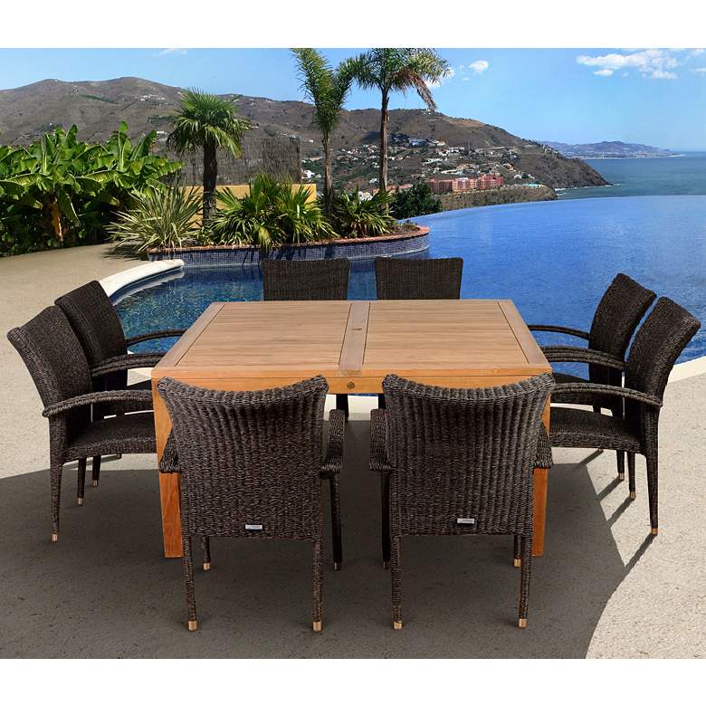 Image 1 9-Piece Teak Casilla Outdoor Square Dining Set