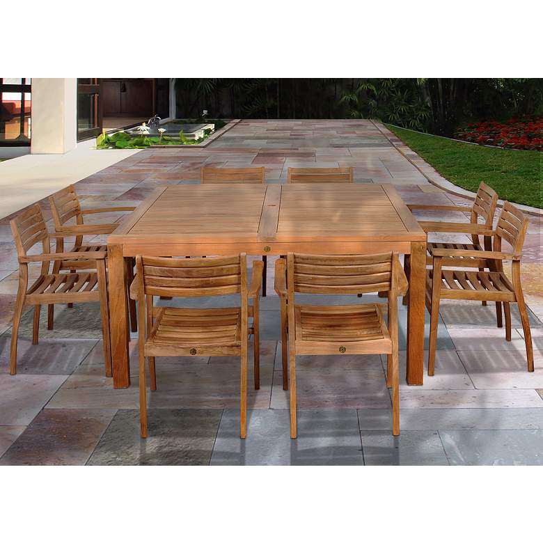 Image 1 9-Piece Teak Sharona Outdoor Square Dining Set