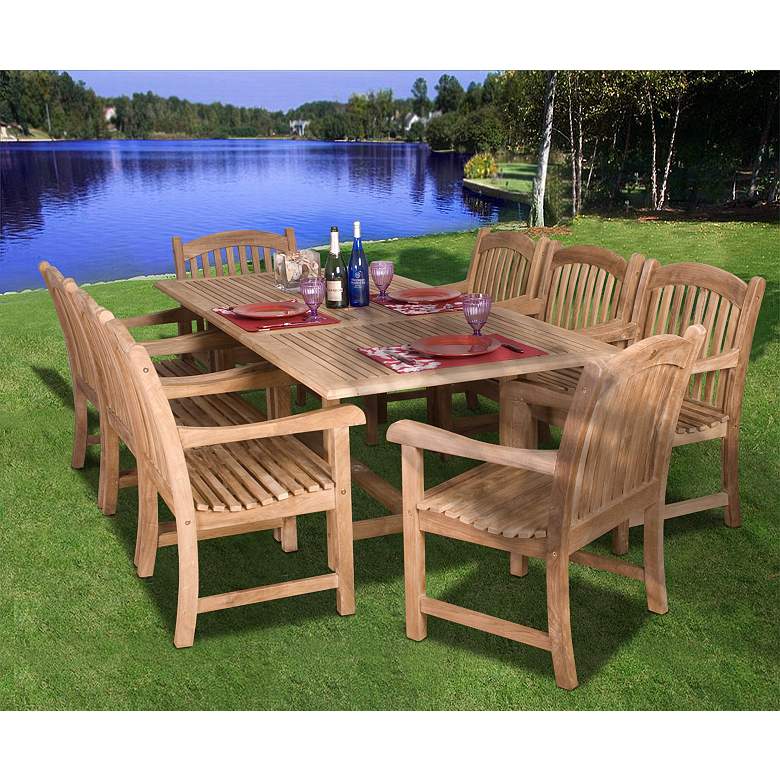 Image 1 9 Pieces Teak Middleham Outdoor Dining Set