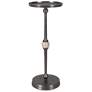 2_9" Wide x 22" High Bronze Metal with Travertine Marble Accent Table