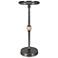 9" Wide x 22" High Bronze Metal with Travertine Marble Accent Table