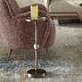 1_9" Wide x 22" High Bronze Metal with Travertine Marble Accent Table