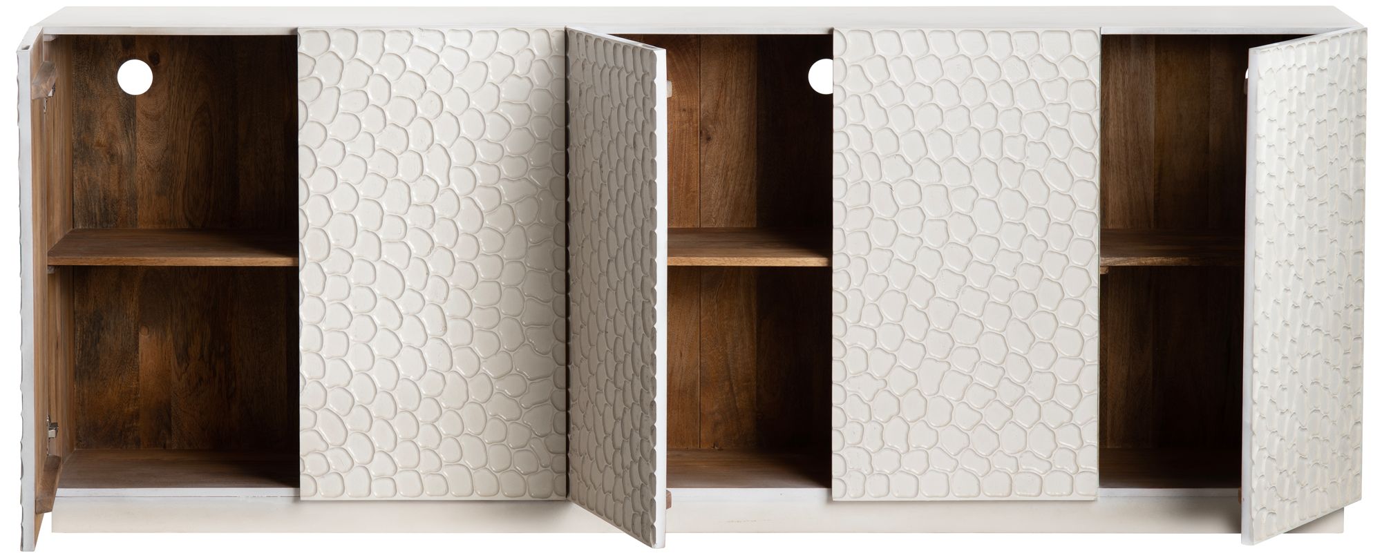 Image 3 90 in. White Solid Wood 5 Door Media Credenza_Sideboard more views