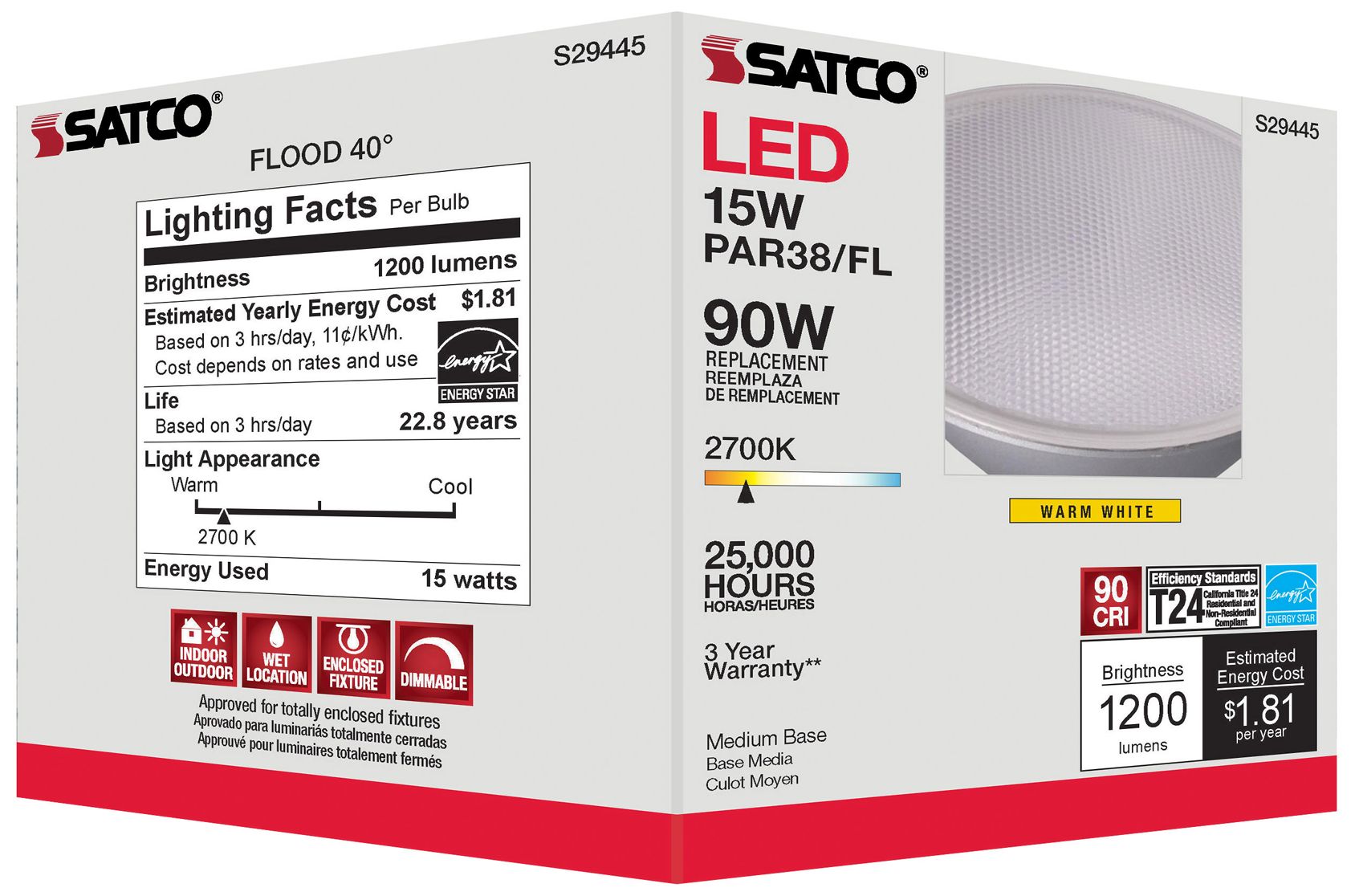 Image 2 90 Watt Equivalent Satco Gray 15W LED Dimmable Standard Bulb Pack of 6 more views