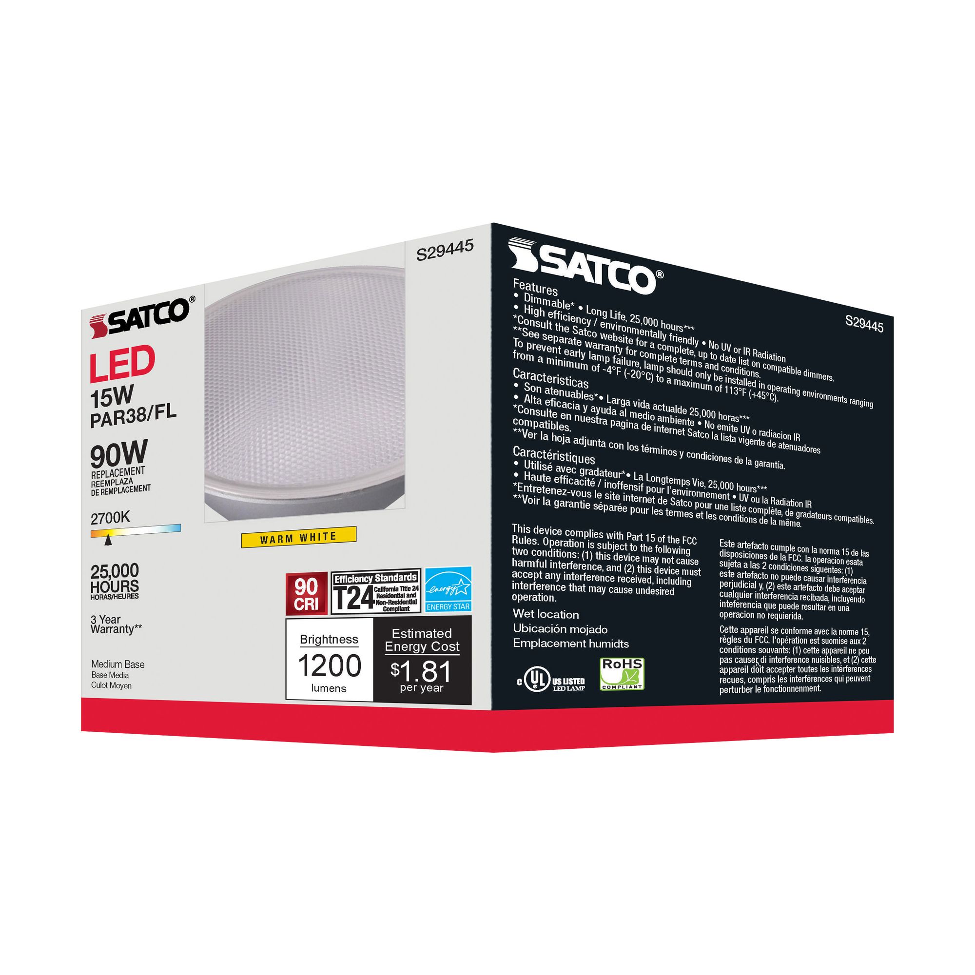 90 Watt Equivalent Satco Gray 15W LED Dimmable Standard Bulb in scene