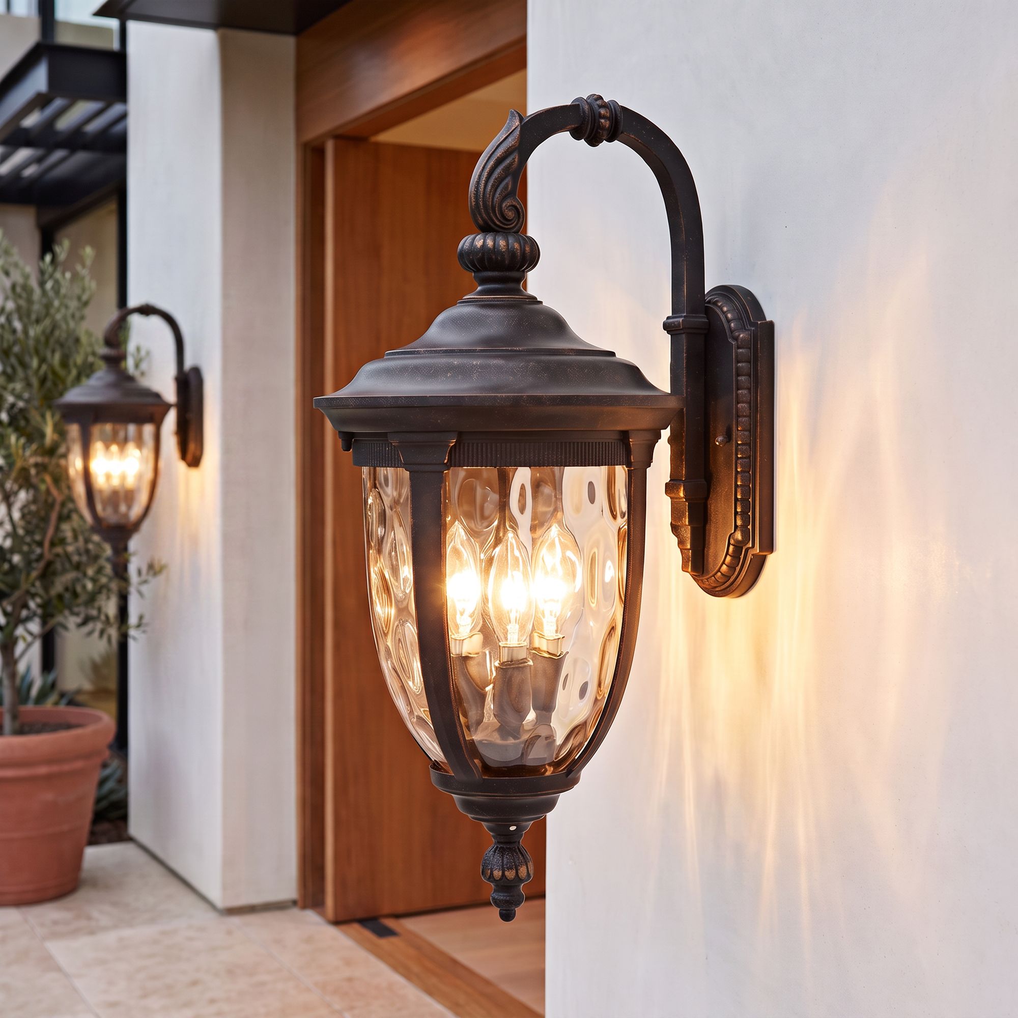 Image 1 John Timberland Bellagio 20 1/2" Bronze Downbridge Outdoor Wall Light in scene