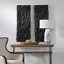 1_Uttermost Gathered Black Teak 49" High Wood Wall Decor in scene