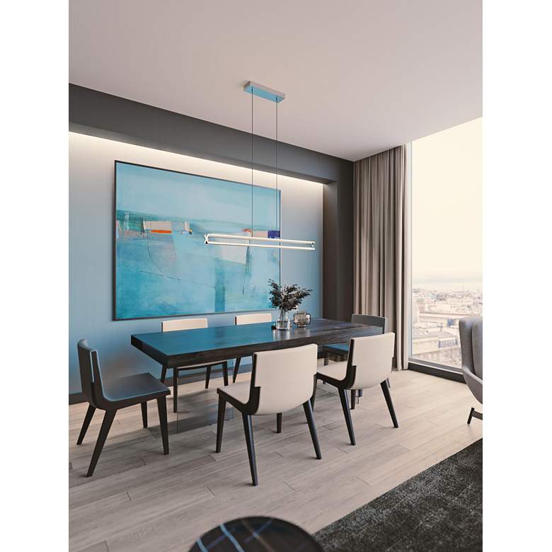 Image 1 Cass 48" Wide Satin Nickel LED Linear Pendant in scene
