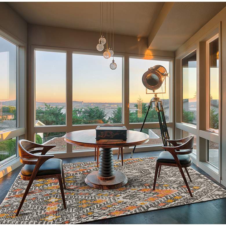 Image 1 Arazad 7238476 5'x8' Gray and Orange Tribal Graphic Area Rug in scene