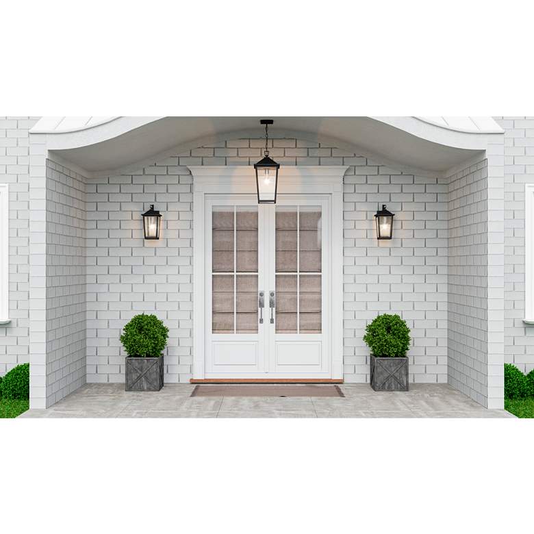 Image 1 Quoizel Stoneleigh 13 1/4" High Mottled Black Outdoor Wall Light in scene