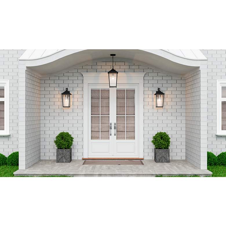 Image 1 Quoizel Stoneleigh 19 3/4" High Mottled Black Outdoor Wall Light in scene