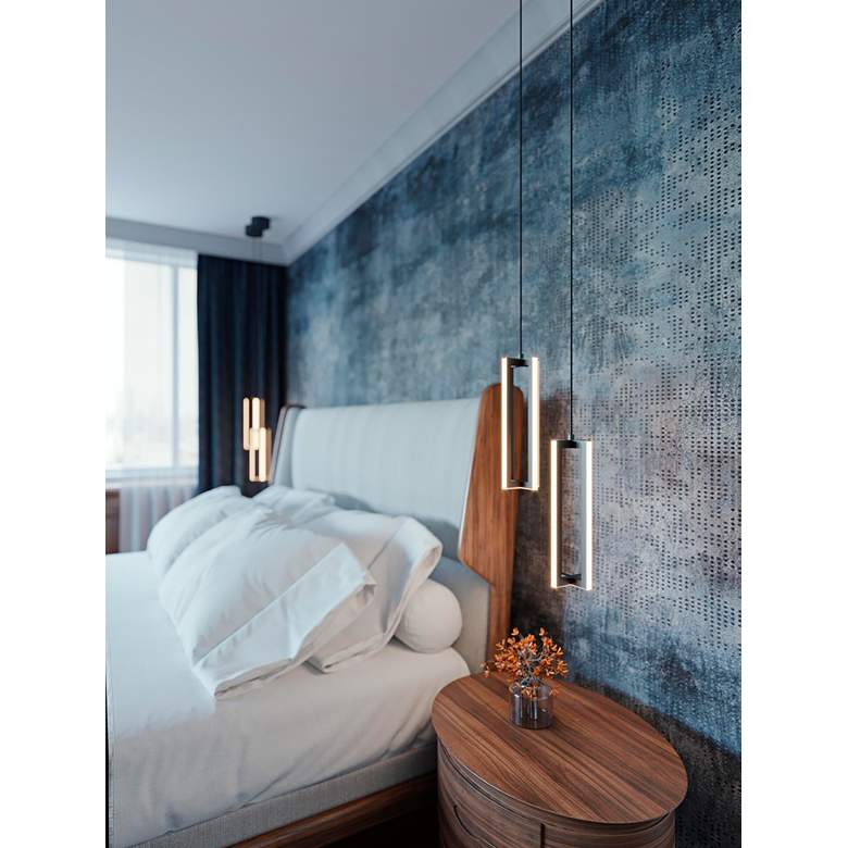 Image 1 Cass 4" Wide Satin Nickel LED Mini Pendant in scene