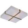 90M66 - Square Antique Brass and White Glass Flushmount Light