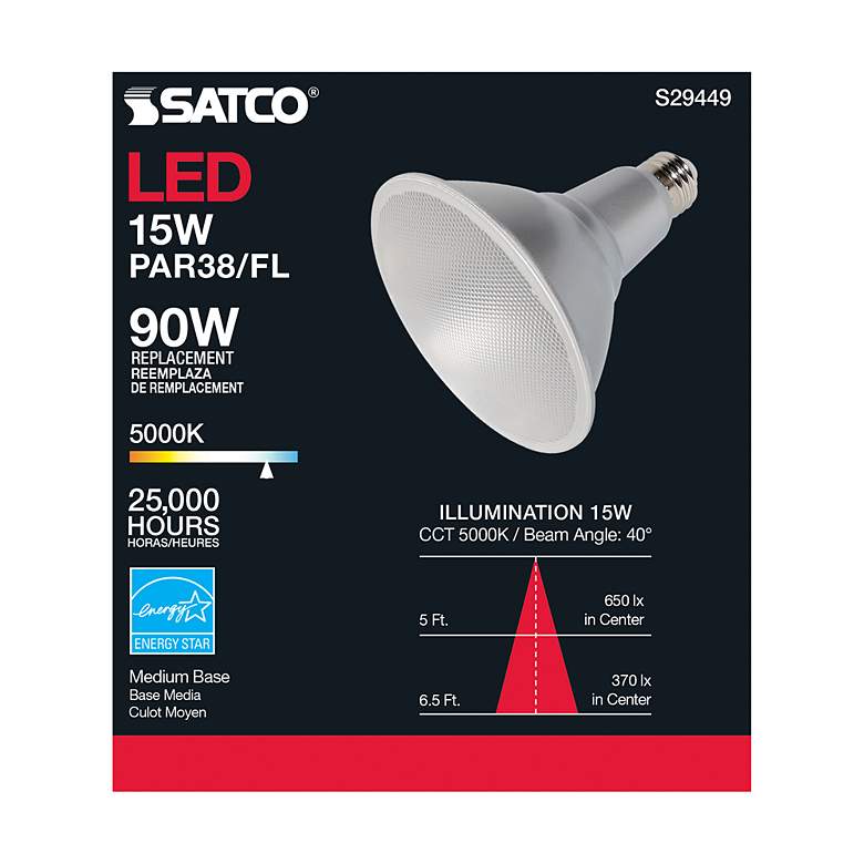 Image 6 90W Equivalent Satco Clear 15W LED Dimmable Standard Bulb more views
