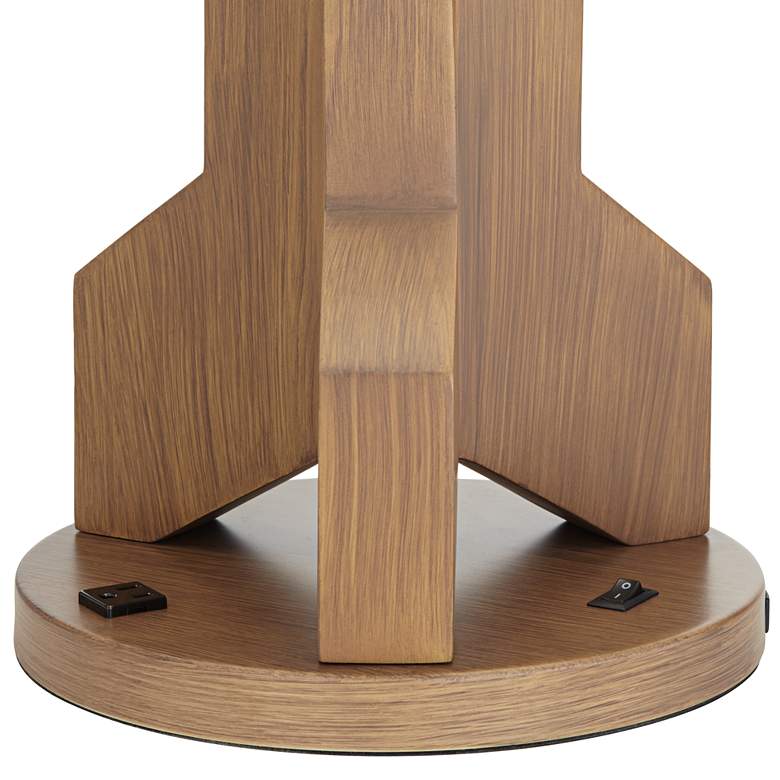 Image 3 90X51 - Tripod Walnut Look Table Lamp with 1 USB at Base more views
