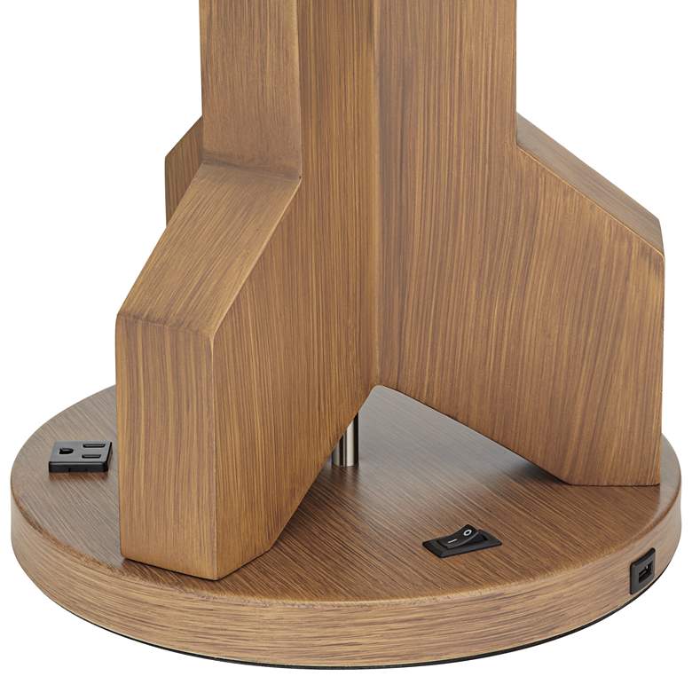 Image 4 90X51 - Tripod Walnut Look Table Lamp with 1 USB at Base more views