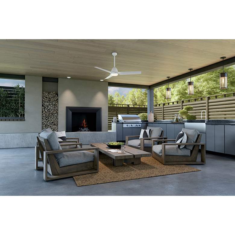 Image 1 54" Kichler Fit White LED Outdoor Ceiling Fan with Remote in scene