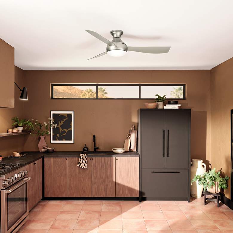 Image 1 54" Kichler Ample Brushed Nickel LED Outdoor Ceiling Fan with Remote in scene