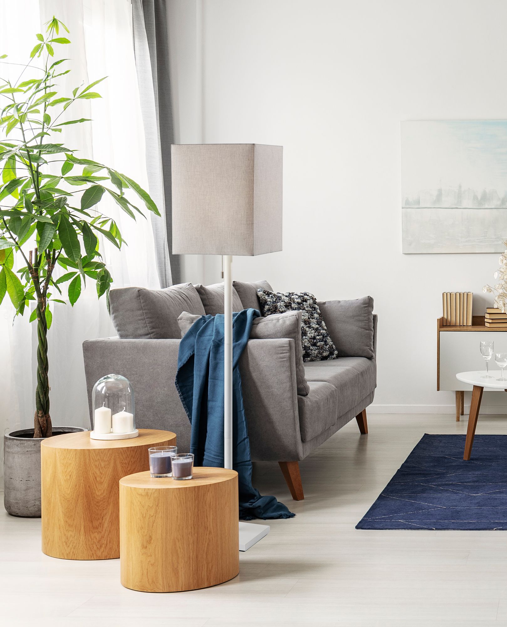 Image 1 Estelle Matte White Metal Floor Lamp in scene