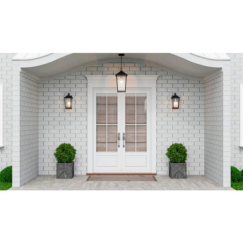 Image 7 Quoizel Stoneleigh 19 3/4" High Mottled Black Outdoor Wall Light in scene