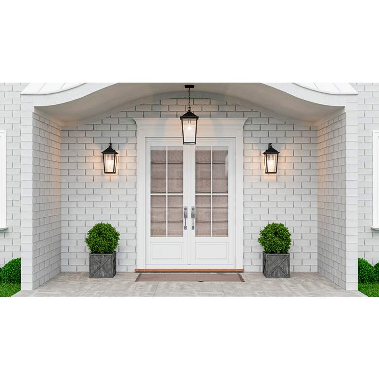 Image 1 Quoizel Stoneleigh 16 1/2" High Mottled Black Outdoor Wall Light in scene