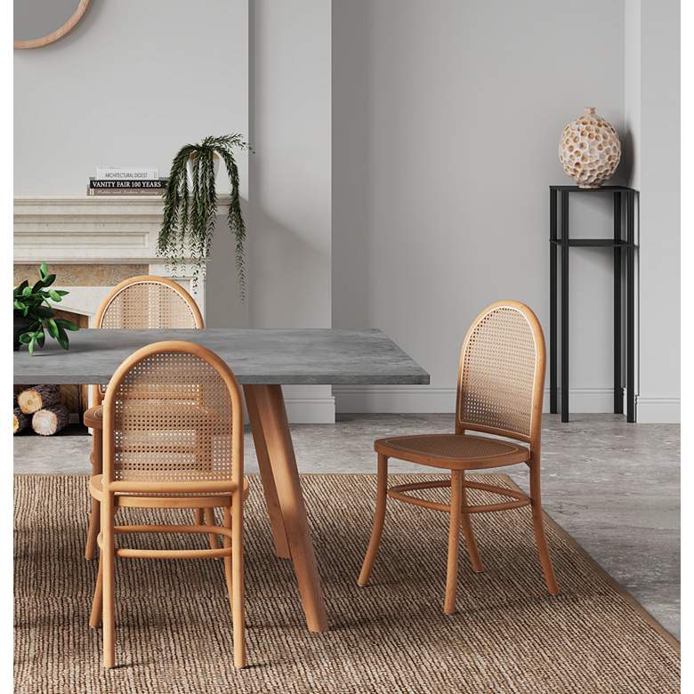 Image 1 Paragon Matte Nature Wood and Cane Dining Chairs Set of 4 in scene