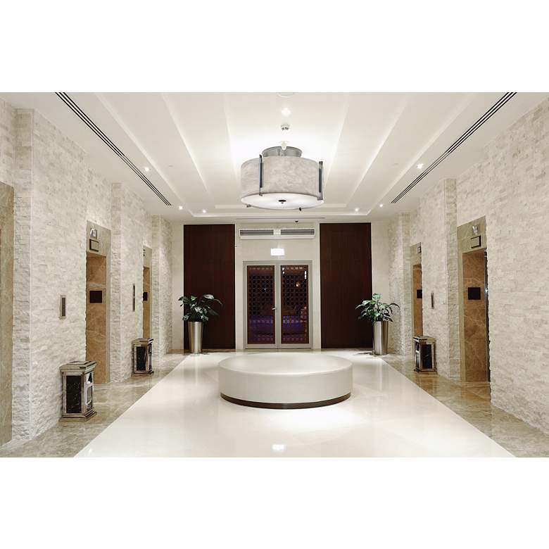 Image 1 UltraLights Genesis 24"W Chrome and White LED Retrofit Pendant Light in scene