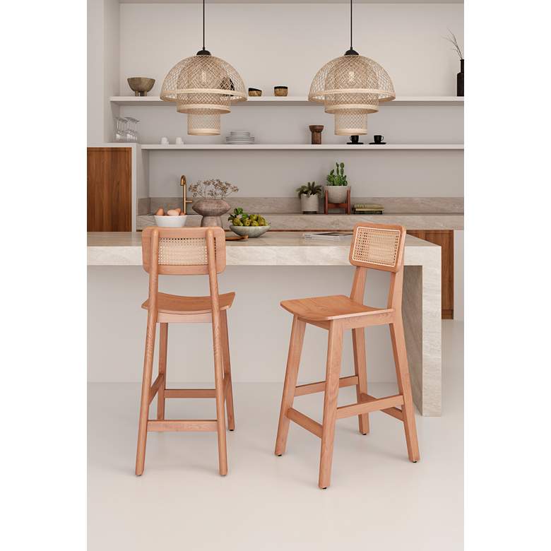 Image 1 Versailles 26 inch Matte Nature Wood Counter Stools Set of 3 in scene