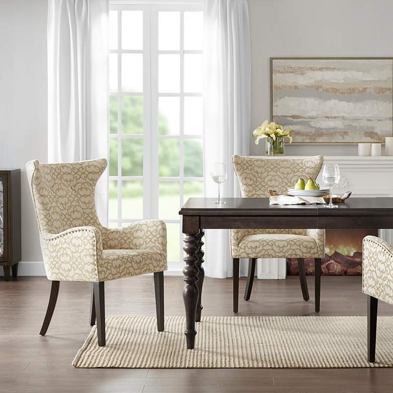 Image 1 Madison Park Jenn 25" Wide Modern Tan Fabric Dining Chairs Set of 2 in scene