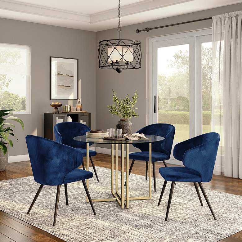 Image 1 Legend 42" Wide Brushed Gold Round Dining Table in scene