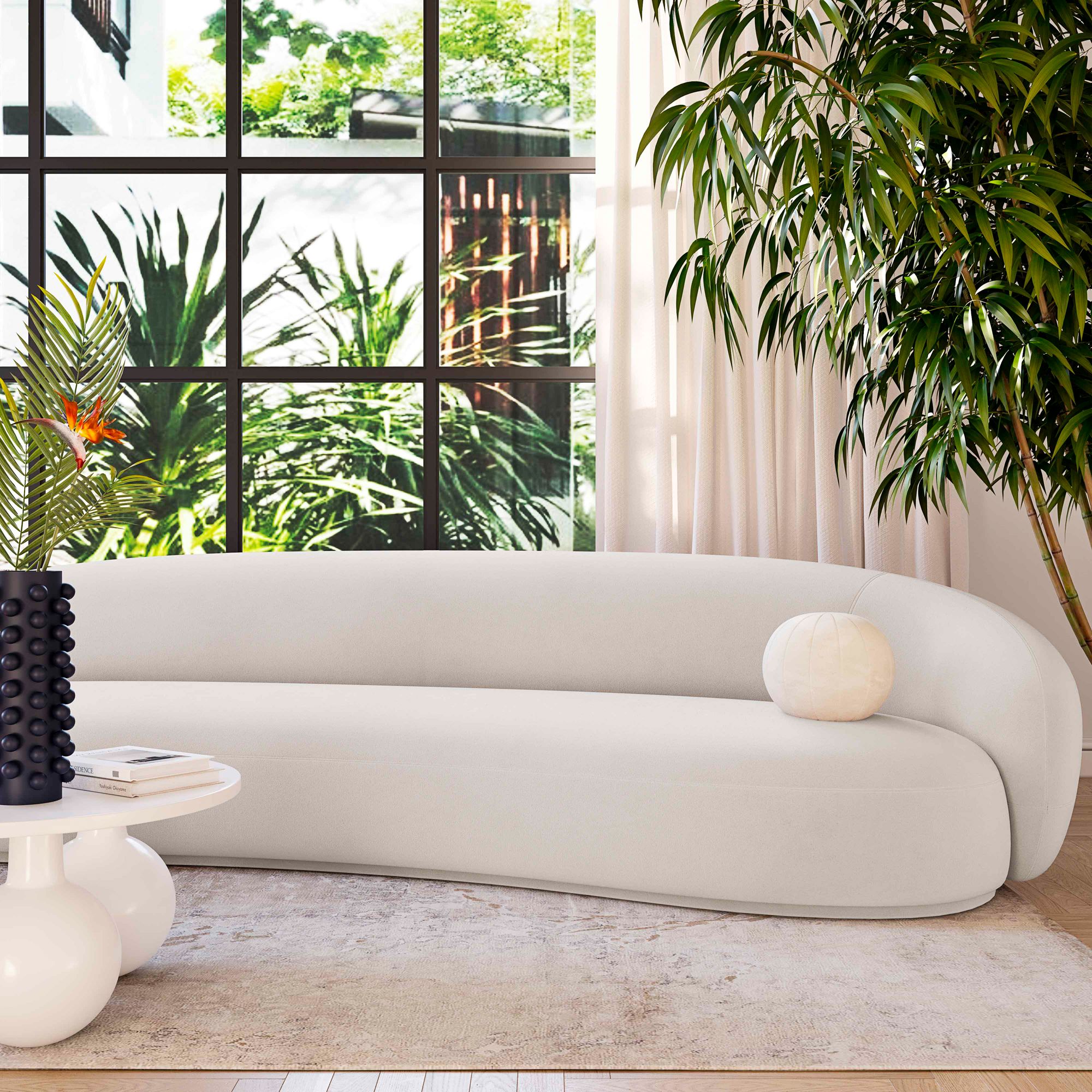 Image 1 TOV Kendall 119 3/4" Wide Cream Velvet Fabric Modern Sofa in scene