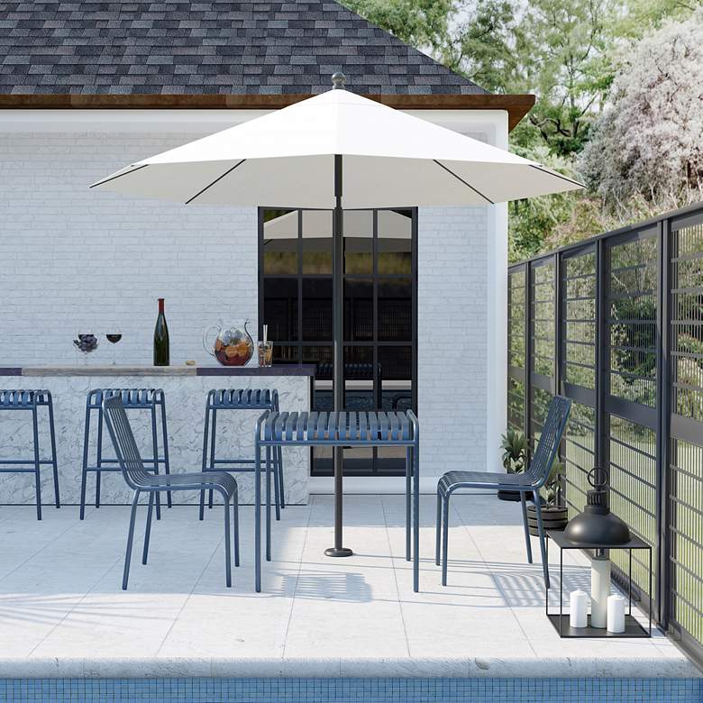 Image 1 Enid Dark Blue Metal Outdoor Side Chairs Set of 2 in scene