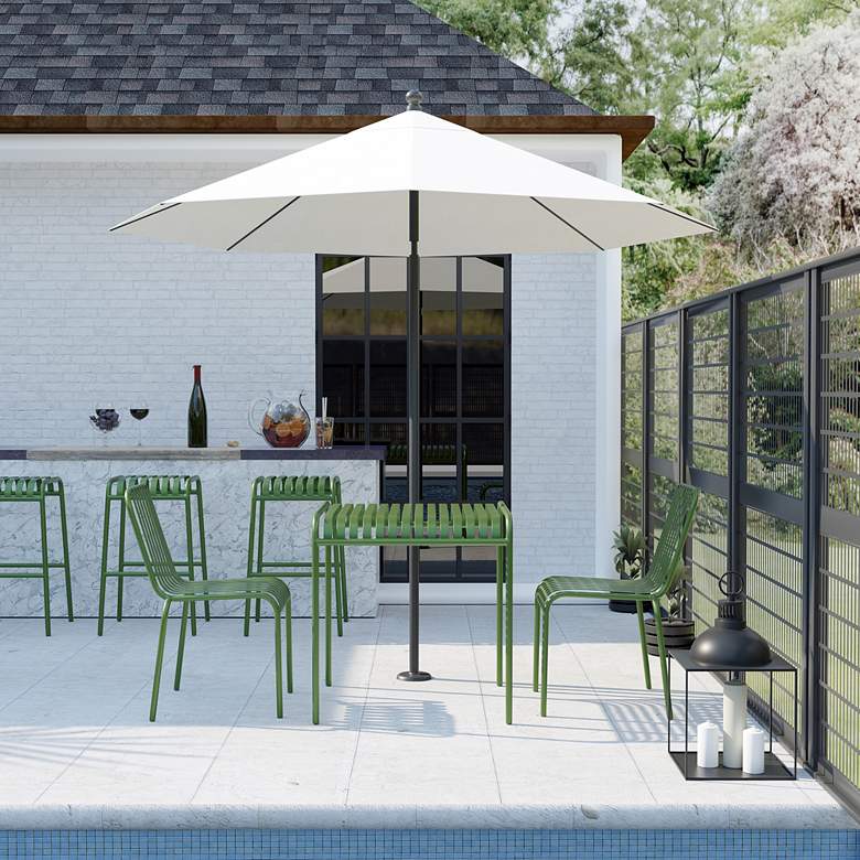 Image 1 Enid Dark Green Metal Outdoor Side Chairs Set of 2 in scene