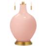 Rose Pink Toby Brass Accents Table Lamp with Dimmer