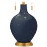 Color Plus Toby Brass 28&quot; Naval Blue Glass Table Lamp