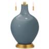 Smoky Blue Toby Brass Accents Table Lamp with Dimmer