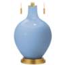 Color Plus Toby Brass 28&quot; Placid Blue Glass Table Lamp